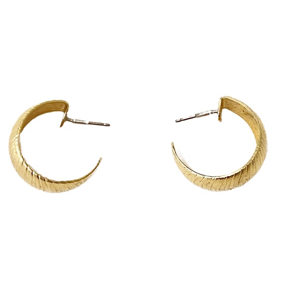 Vintage Earrings Half Loop Stud Gold Tone - Picture 1 of 8